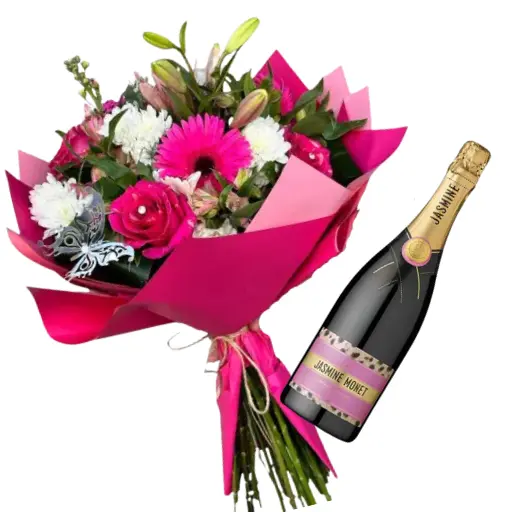 Ramo de flores de estacion con rosas barbie y jasmine pink rose